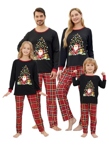 YIJIU Matching Family Pajamas Set Christmas Pjs Winter Crewneck Long Sleeve Xmas Loungewear for Couples and Kids,Santa Claus,12Y | Amazon (US)