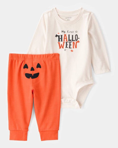 Baby 2-Piece My First Halloween Long-Sleeve Bodysuit Pant Set - Ivory/Orange | Carter's Inc