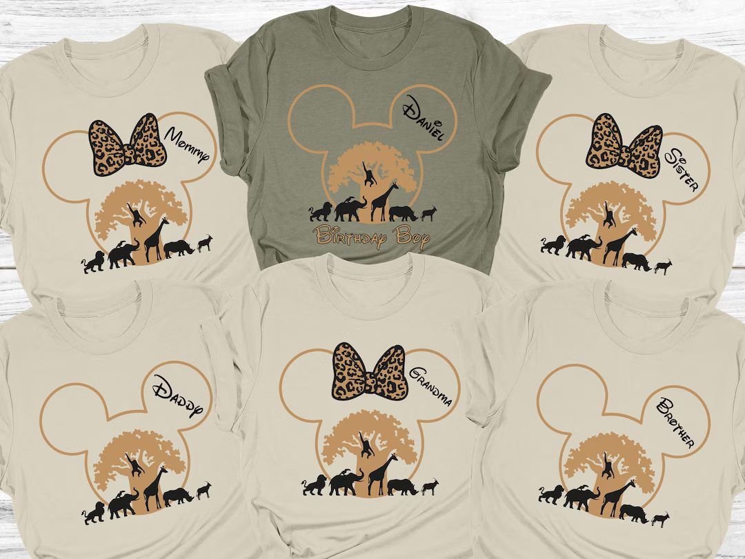 Custom Disney Animal Kingdom Shirts, Safari Family Matching Shirts, Disney Trip Shirts, Disney Bi... | Etsy (US)