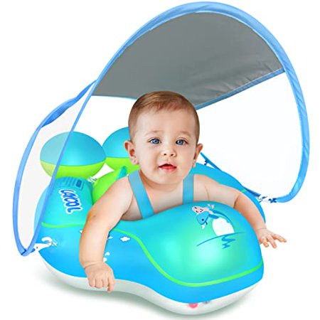 LAYCOL Baby Pool Float with UPF50+ Sun Protection Canopy Add Tail Never Flip Over Inflatable Baby Fl | Walmart (US)