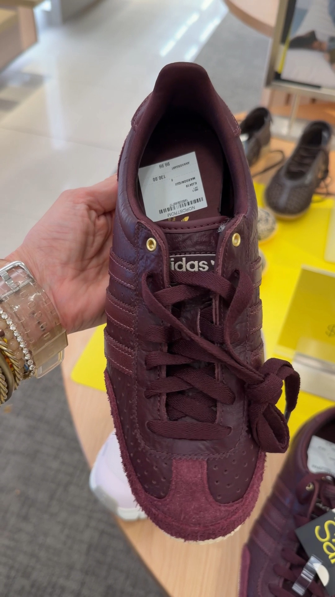 This one stopped us in our tracks at the Nordstrom Anniversary Sale 👇 A rich maroon Adidas with a tonal suede toe and gold hardware details — it’s the kind of sneaker that adds instant personality to a simple outfit without trying too hard. Tried on, approved, and linked below! 👇

#LTKmomlife #LTKOver40 #LTKSaleAlert