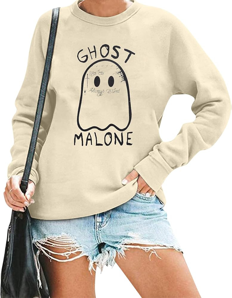 FASHGL Halloween Sweatshirt Women Spooky Season Shirt Pumpkin Fall Sweatshirt Ghost Long Sleeve P... | Amazon (US)