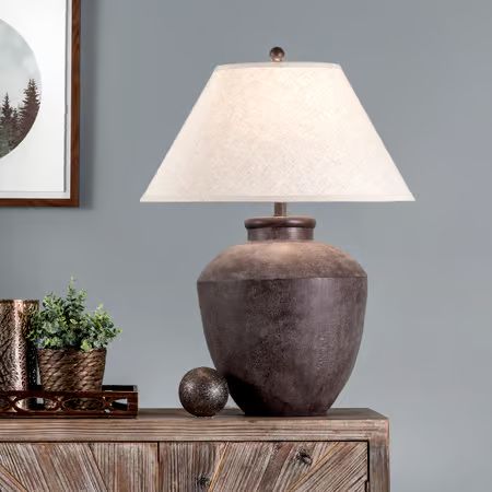 Gray 30-inch Vintage Resin Urn Table Lamp | Rugs USA