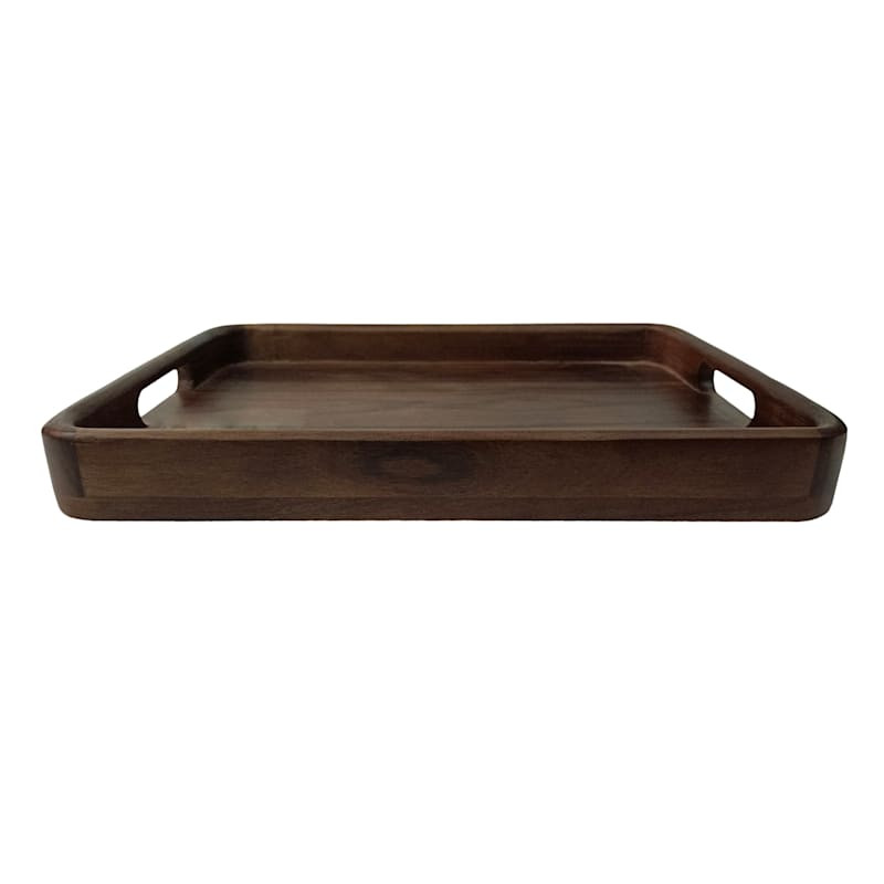 Walnut Acacia Wood Rectangle Tray | At Home
