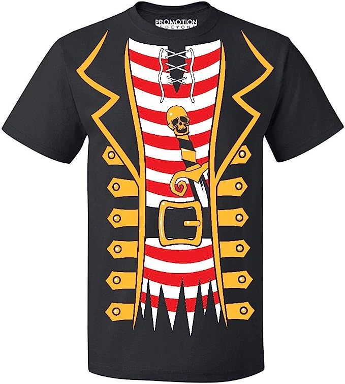 Promotion & Beyond Pirate Jacket Skull Men's T-Shirt | Jumbo Print Halloween Costume Caribbean Cr... | Amazon (US)