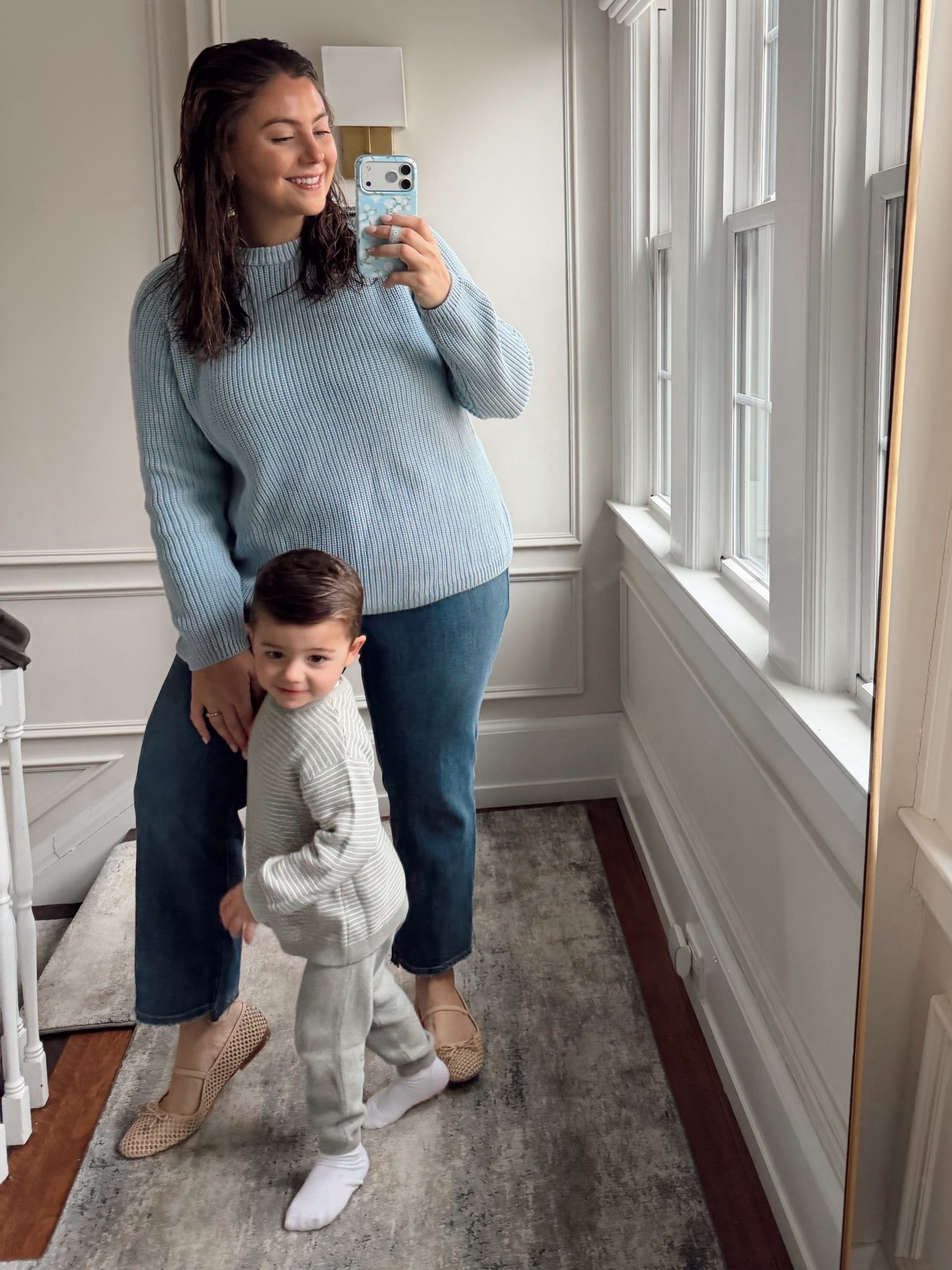 Casual Friday in the office today - wearing size 1X in sweater (sharing standard size too), 14-18 in jeans (super stretchy) & Conrad is in 3T

#LTKSeasonal #LTKmomlife #LTKMidsize
