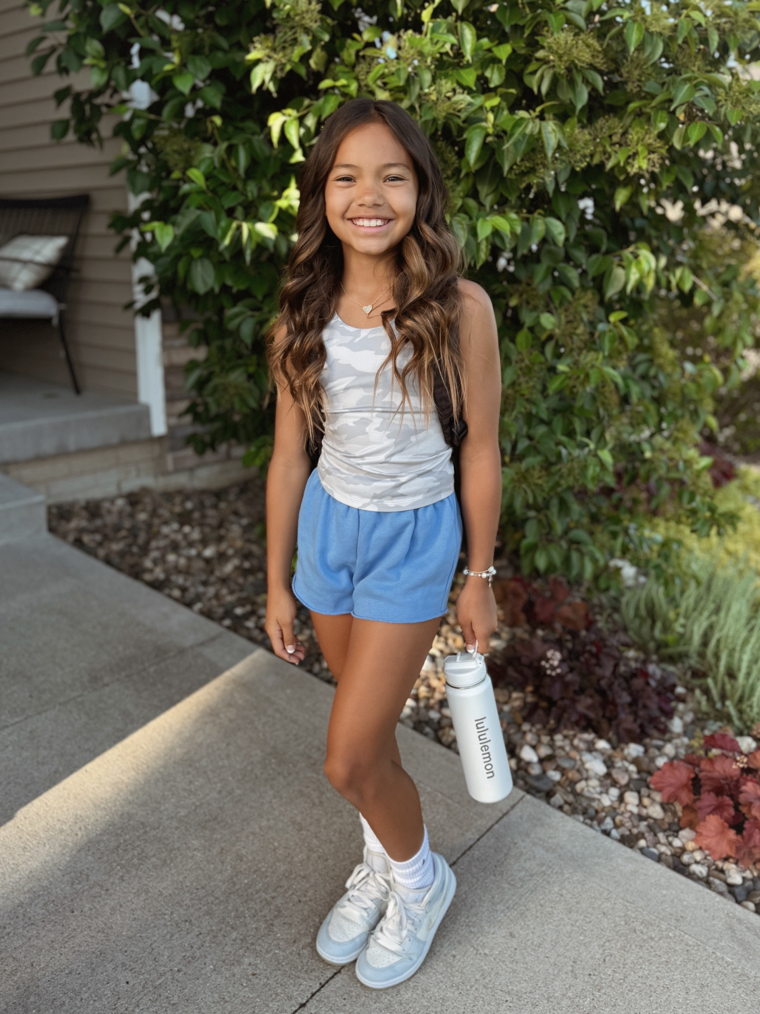 Girls fashion - gap sweat-shorts - girls Nike air Jordan mid blue - Lululemon white waterbottle - tween 

#LTKKids #LTKFindsUnder50 #LTKSaleAlert