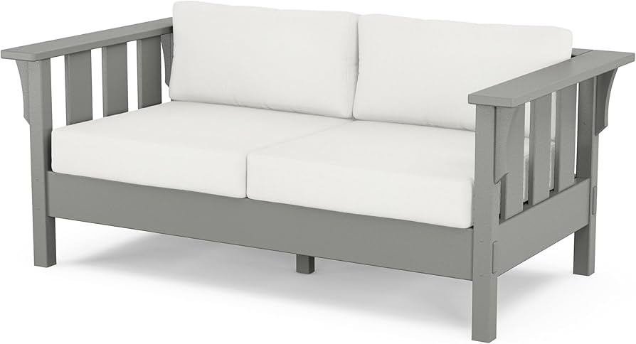 Martha Stewart by POLYWOOD® Acadia Deep Seating Loveseat in Slate Grey/Natural Linen | Amazon (US)