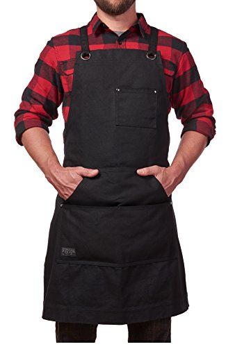 Hudson Durable Goods - Waxed Canvas Apron - Black Apron for Men and Women - With Pockets & Crossb... | Amazon (US)
