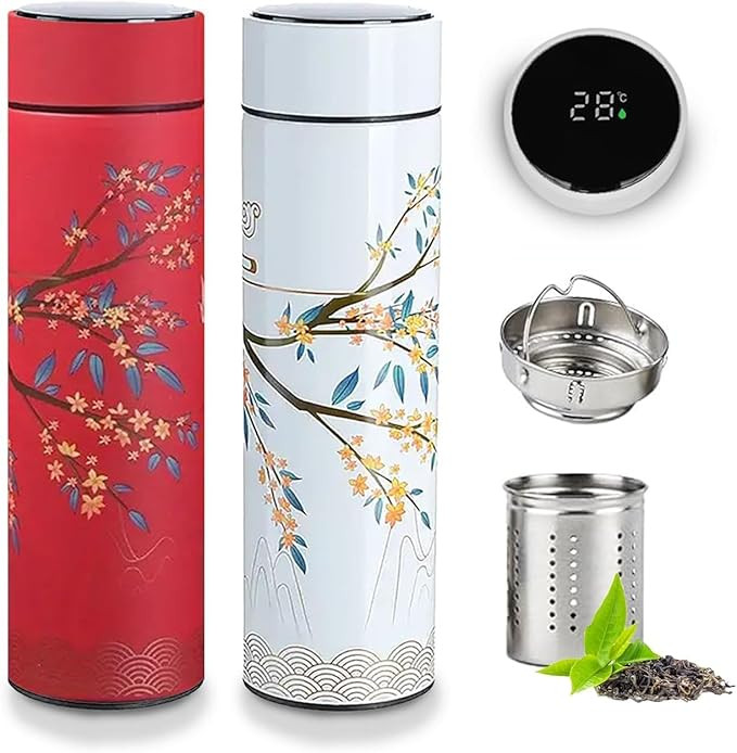 Farasi Tea Infuser for Loose Leaf Tea Smart Water Bottle with LED Display, Stainless Steel, Doubl... | Amazon (US)