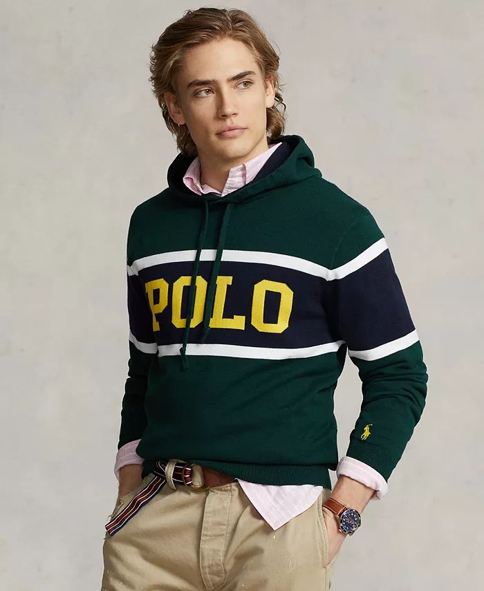 Men's Logo Cotton Hooded Sweater | Macy's
