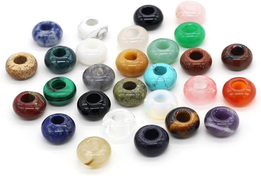 30pcs Natural Semi-Precious Stone Large Hole Loose Beads Abacus Shape Fashionable Opal Amethyst U... | Amazon (US)