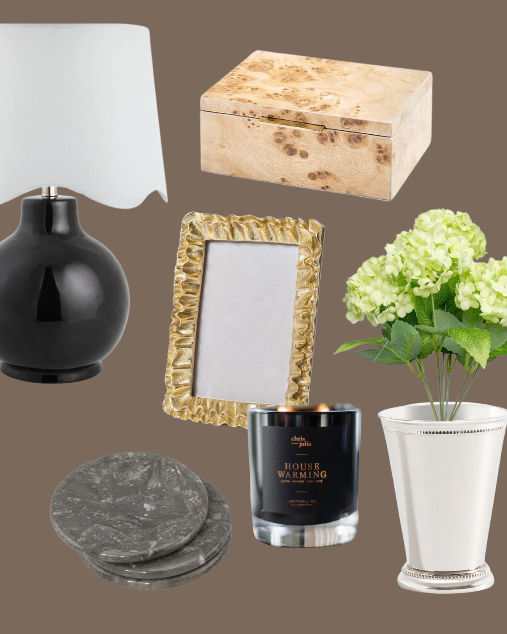 How to style your bedroom for $350 🖤 see curated styling bundles at multiple price points today at ChrisLovesJulia.com!

Black table lamp, ruffled gold frame, burlwood jewelry box, faux hydrangeas, silver vase, marble coasters

#LTKStyleTip #LTKFindsUnder50 #LTKHome