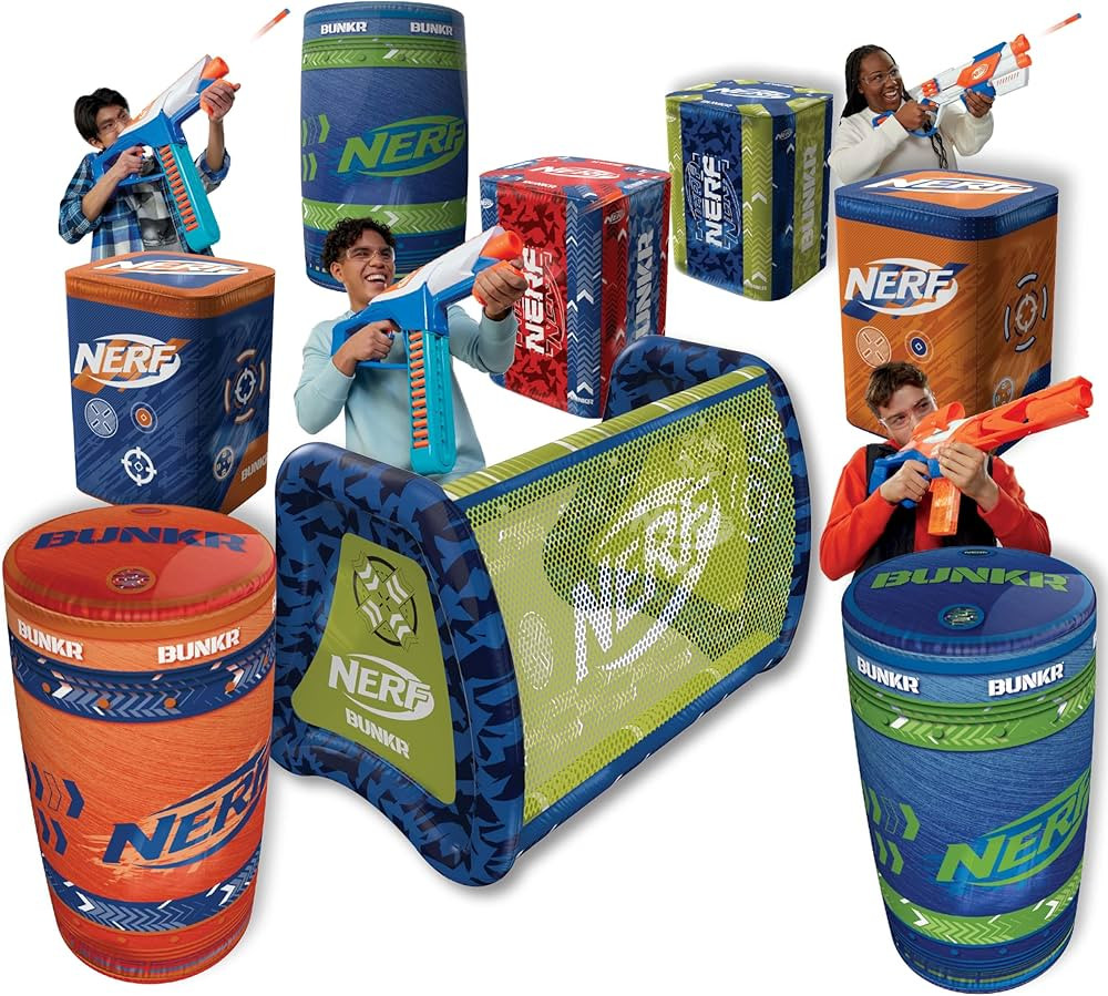 BUNKR Battle Zones NERF NERF Stadium Pack – 9-Piece Inflatable Barricade Shield Bunker Set for ... | Amazon (US)