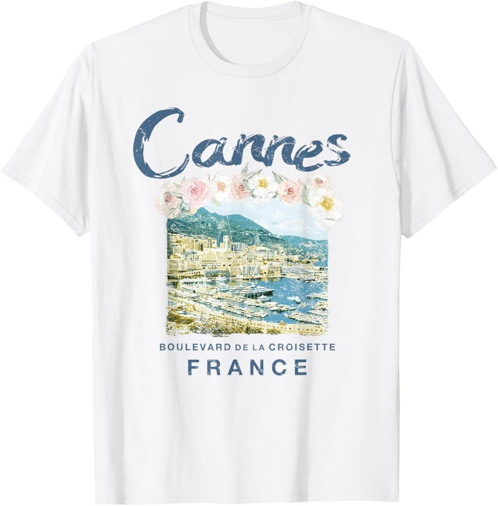 France Cannes French Riviera Vintage Travel T Shirt T-Shirt | Amazon (US)
