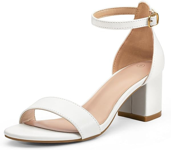 mysoft Women's Chunky Heels Open Toe Dress Sandals with Ankle Strap | Amazon (US)