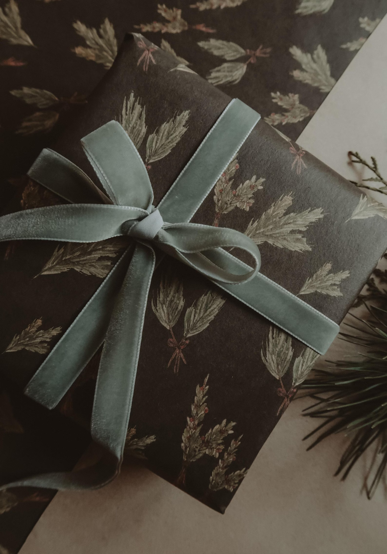 Green Branches Wrapping Paper, Christmas Gift Wrap, Green Christmas Wrap, Recycled Christmas Gift... | Etsy (US)