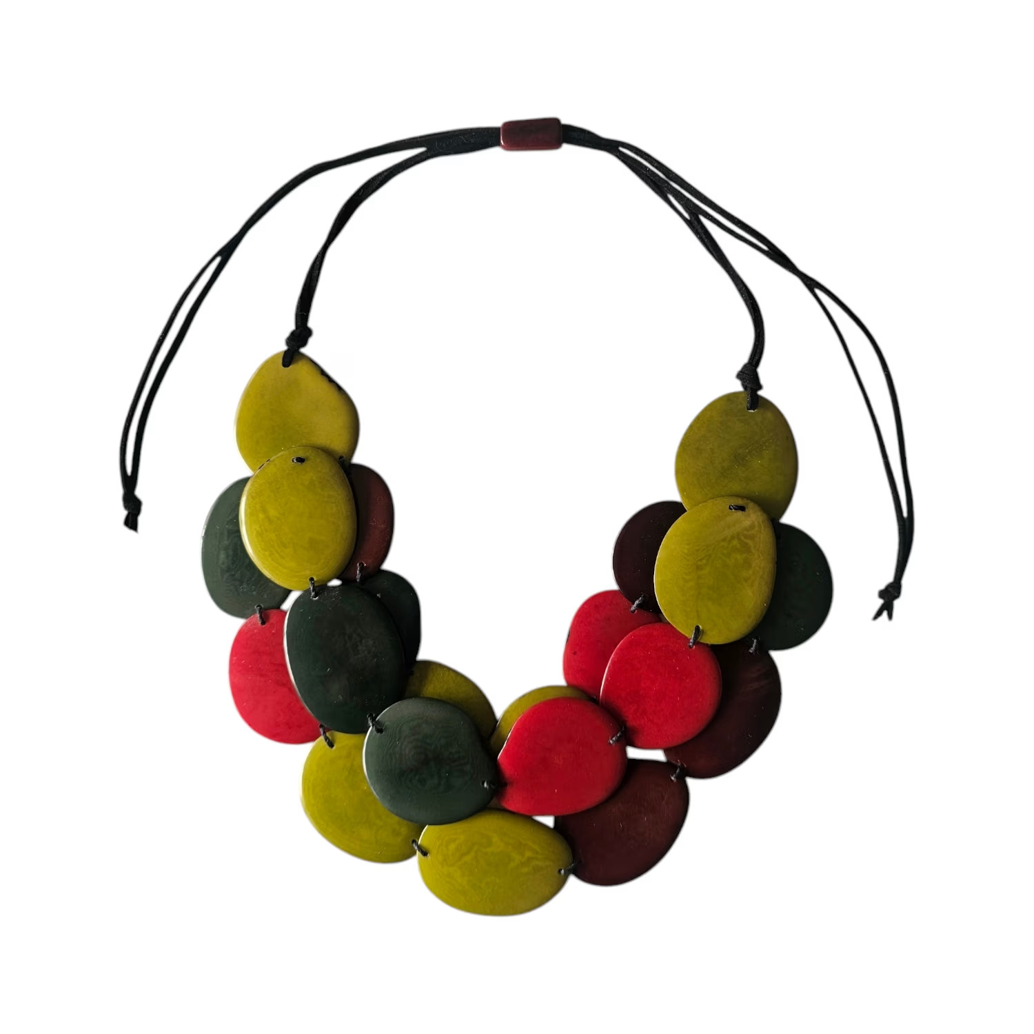 Tagua Necklace Green Dark Green And Red | Wolf & Badger