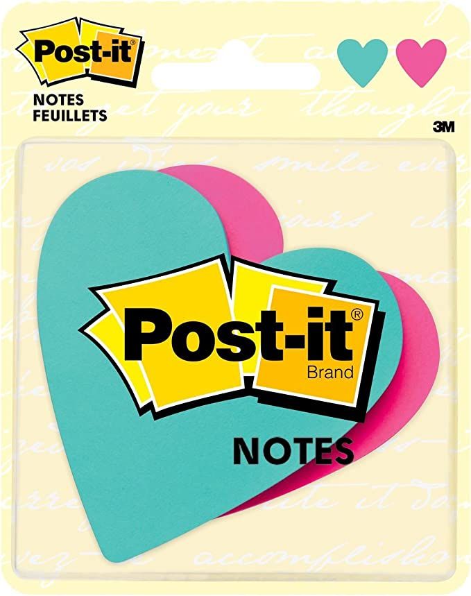 Post-it Super Sticky Notes, 3 in x 3 in, Heart Shape, Assorted Colors, 75 Sheets/Pad, 2 Pads/Pack... | Amazon (US)