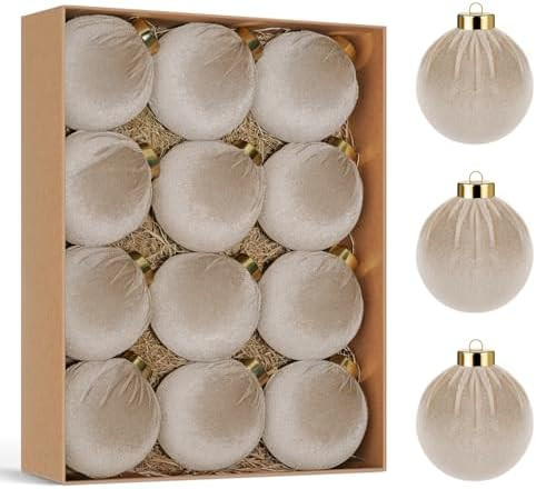Artmag Christmas Tree Ornaments Velvet Balls, 12 PCS Plastic Shatterproof Xmas Hanging Balls for ... | Amazon (US)