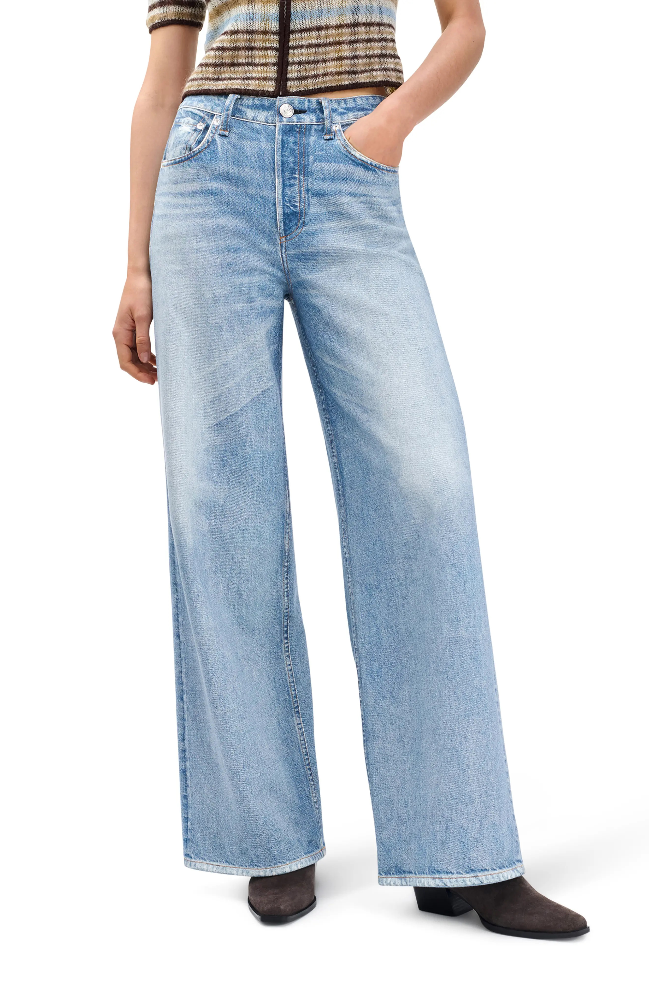 rb Miramar Sofie High Waist Wide Leg Cotton Terry Sweatpant Jeans (Women) | Nordstrom | Nordstrom