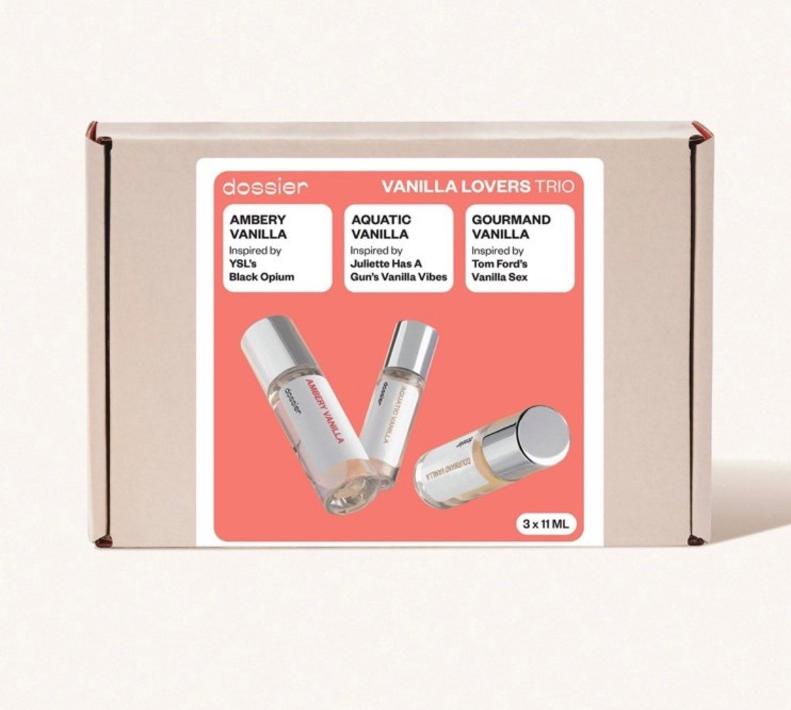 Obsessed with Dossier’s Vanilla Lovers Trio! 🔥 Layer Ambery’s sexy warmth + Aquatic’s beachy salt + Gourmand’s creamy Tom 
Ford vibe. Vegan minis perfect for gifting or daily luxe. Shop my LTK under $30! #DossierPerfume #VanillaLayering #LuxeBeauty #AffordableDupes 

#LTKgrwm #LTKFindsUnder50 #LTKBeauty