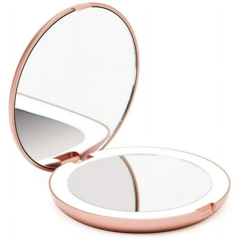 LED Lighted Travel Makeup Mirror, 1x/10x Magnification - Daylight LED, Compact, Portable, Large 5... | Walmart (US)