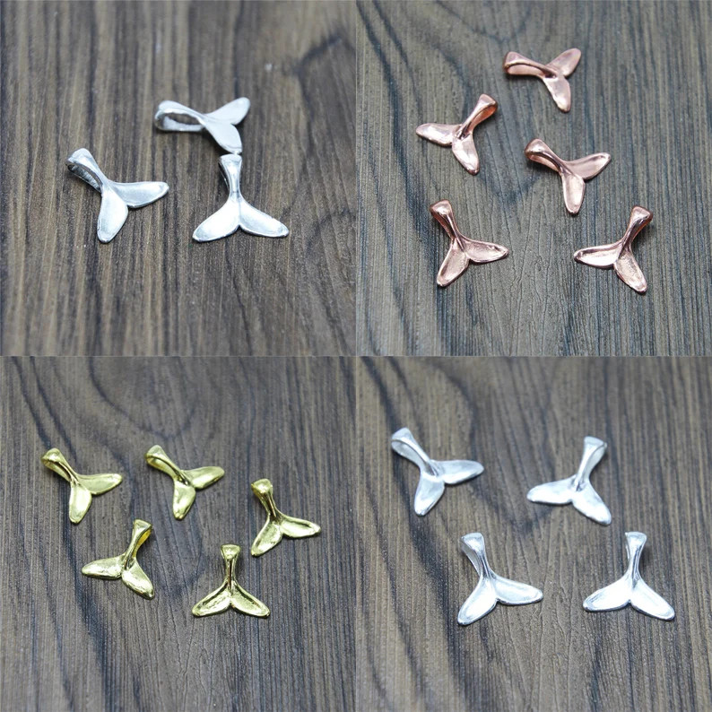 20pcs Whale Tail Charms Silver Tone/rose Gold Tone/gold Tone Whale Tail Charms Pendants 16x17mm -... | Etsy (US)