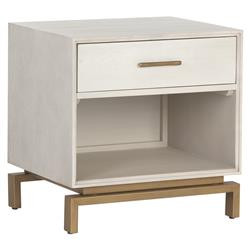Sunpan Valencia French Country Beige Wood Brass Steel 1 Drawer Nightstand | Kathy Kuo Home