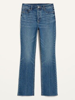 Extra High-Waisted Button-Fly Kicker Boot-Cut Cut-Off Jeans for Women | Old Navy (US)