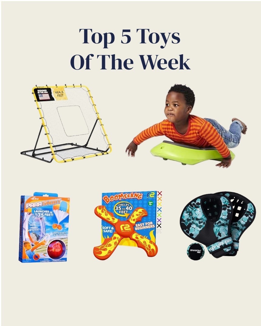 The top 5 best selling this in Amazon last week!  We own them all and love them.  The baseball rebounder, the floor surfer, the boomerang that really comes back, baseball meets for the pool, and our favorite parachute sling toy. 

#GiftsForKids #BestSellingToys #BestToys #AmazonFavorites #Boys #ActiveKids ￼￼

#LTKmomlife #LTKKids