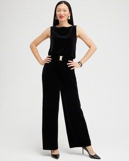 Petite Travelers Collection Velvet Belted Jumpsuit | Chico's