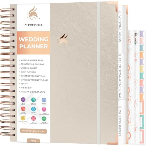 Clever Fox Wedding Planner – Notebook Organizer for Bride – Wedding Planning Binder Book with Pockets – Engagements Gift, 10x11″ (Pearl) | Amazon (US)