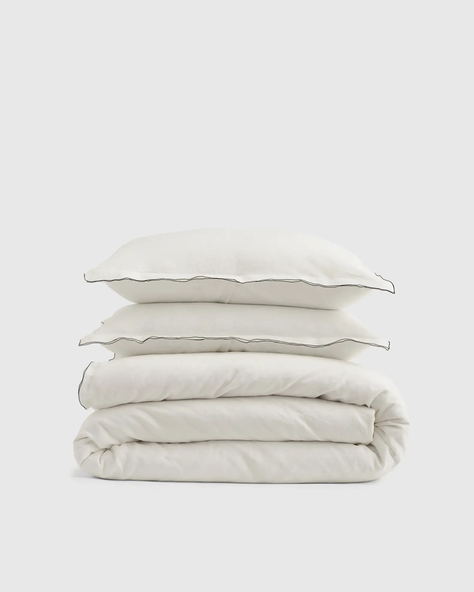 European Linen Double Embroidered Edge Duvet Cover Set | Quince