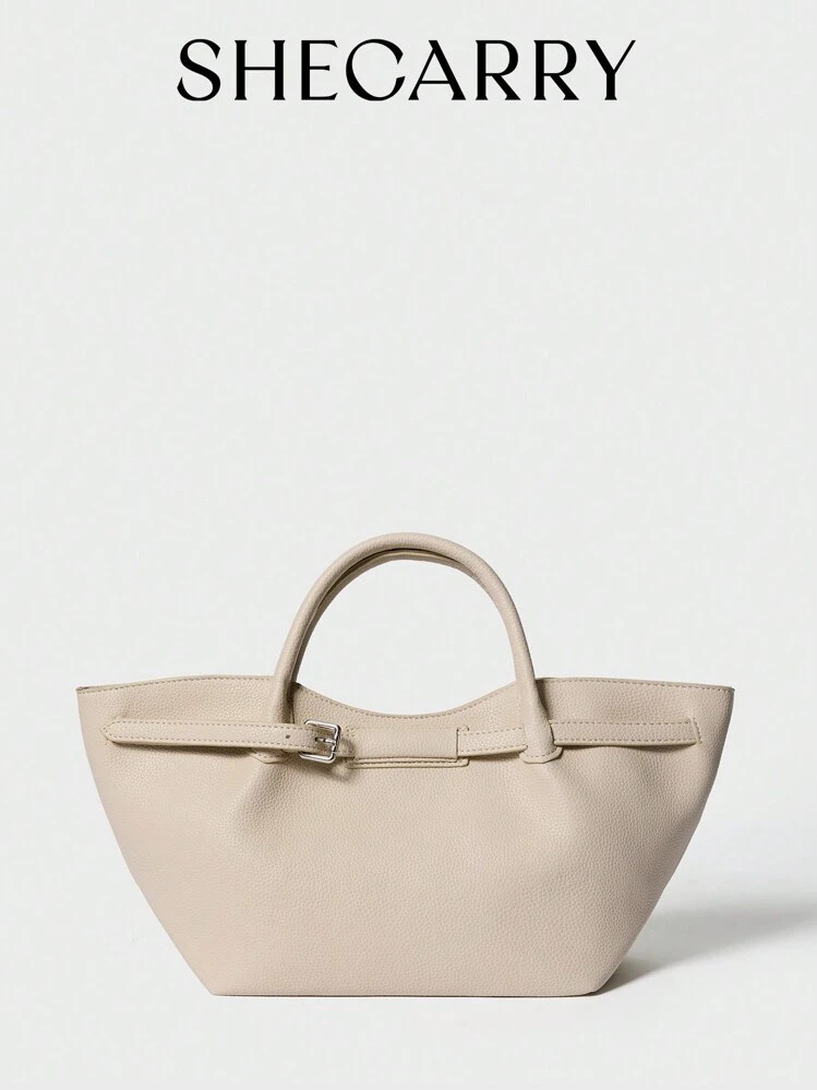 SHECARRY Bolsa Tote de Cor Sólida de Grande Capacidade, Bolsa de Mão Casual para Transporte | SHEIN