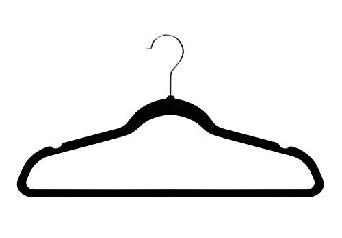 Amazon Basics Slim, Velvet, Non-Slip Clothes Suit Hangers, Black/Silver - Pack of 30 | Amazon (US)