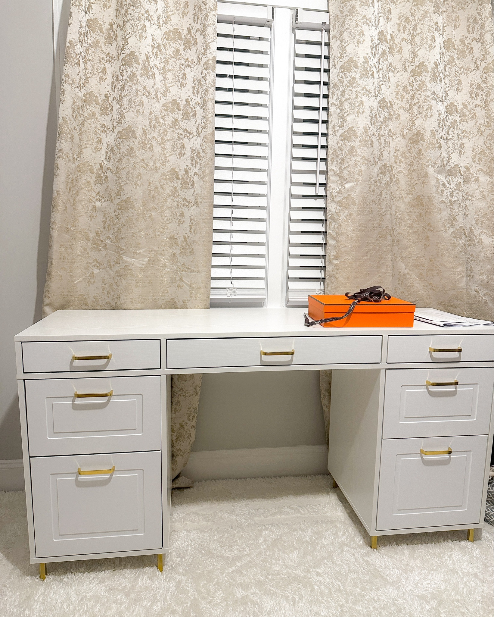 Office Revamp whites and golds with an easy to build desk! 🤍

#LTKFamily #LTKWatchNow #LTKHome