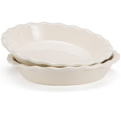 Kook 9-Inch Porcelain Pie Pan, Deep Round Baking Dish with Wave Edge, 36 oz, Microwave and Oven Safe, Ivory | Target