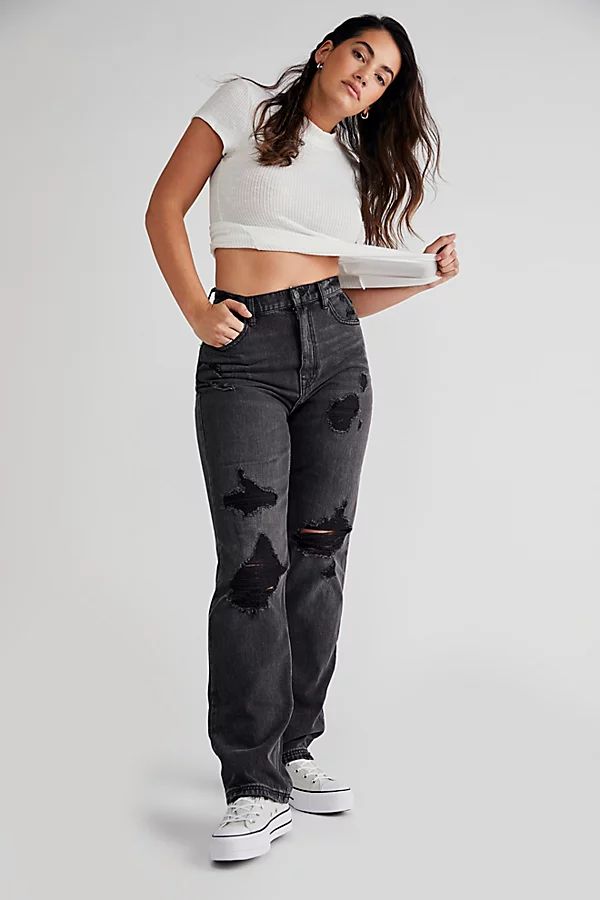 CRVY Straight Shooter Jeans by Free People, Graphite, 32 | Free People (Global - UK&FR Excluded)