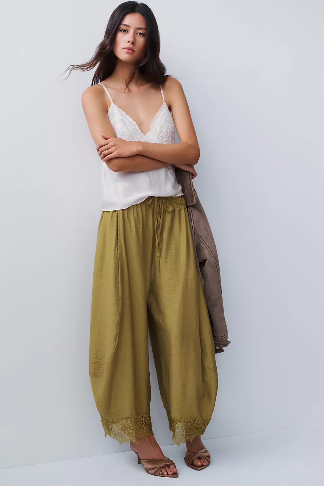 By Anthropologie Reverie Lace-Trim Tapered Pants | Anthropologie (US)
