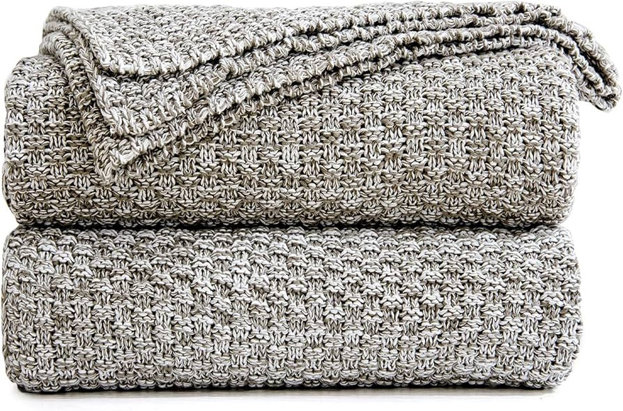 Longhui bedding Knitted Throw Blanket for Couch, Soft, Cozy Machine Washable 100% Cotton Sofa Bla... | Amazon (US)