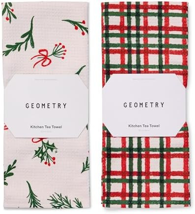 GEOMETRY Christmas Kitchen Towels - Quick Dry Microfiber Cloth Dish Towels for Kitchen Drying - P... | Amazon (US)