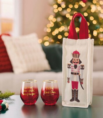 NEW HALLMARK NUTCRACKER 3 PIECE SET - STEMLESS WINE GLASSES & CANVAS TOTE  | eBay | eBay US