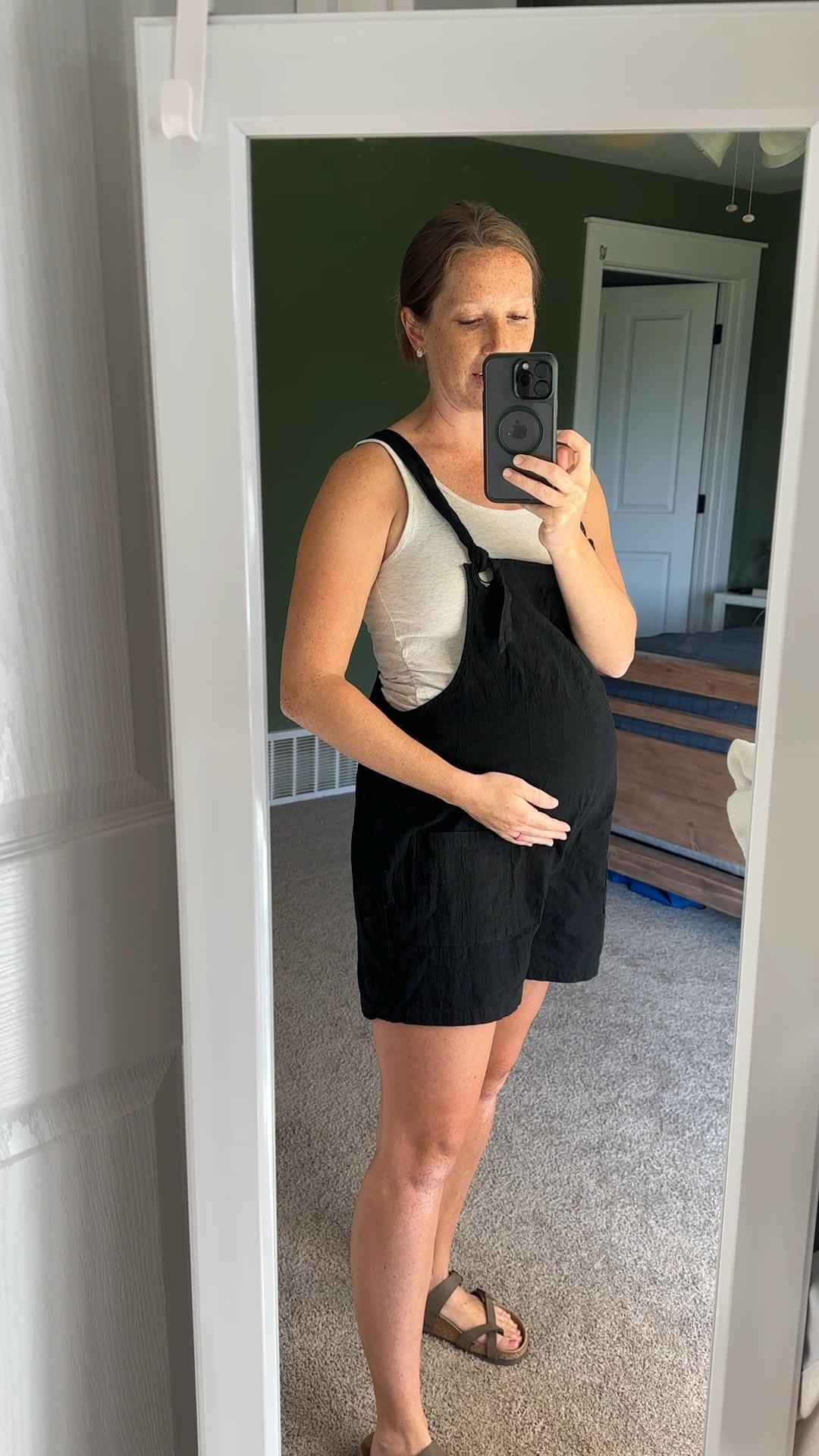 Maternity outfit - sized up to medium in the overalls for length. Available in 5 colors! 

#LTKStyleTip #LTKFindsUnder50 #LTKBump