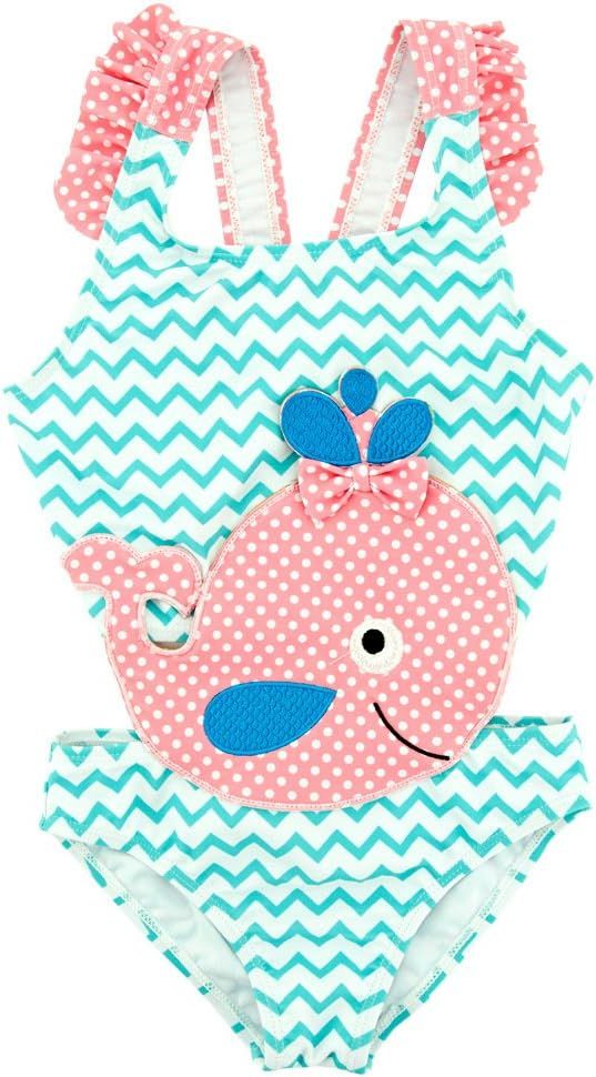 BEFULYAMO Baby Girls Summer Blue One Piece Swimsuit Cute Pink Whale Beach Swimwear for Girls | Amazon (US)