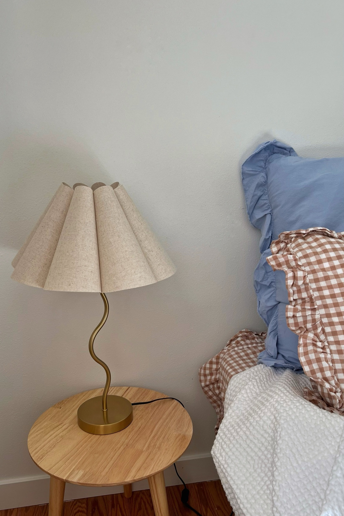 Guess bedroom bedding, side table, & lamp! 