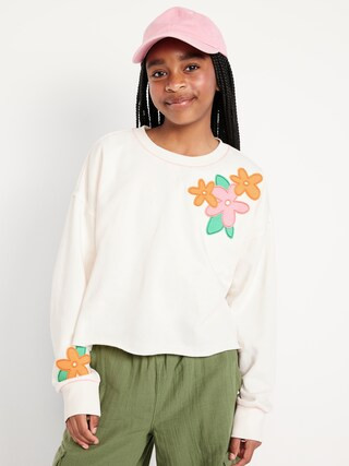 Printed Cropped French-Terry Sweatshirt for Girls | Old Navy | Old Navy (US)