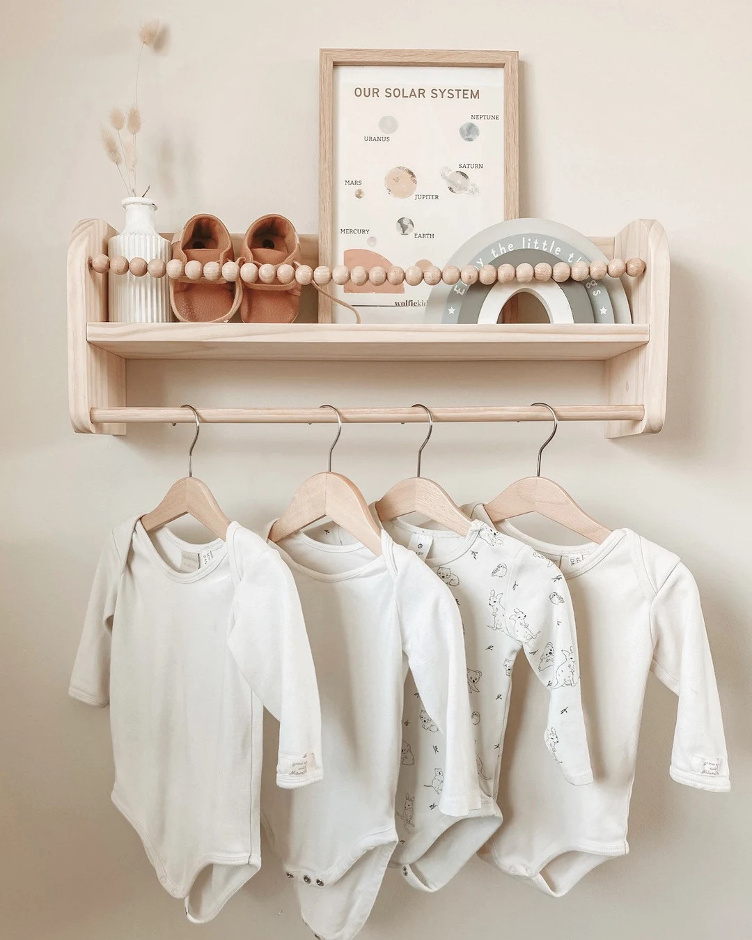 Kids bookshelf  beaded with rod- PINE WOOD | Etsy (US)