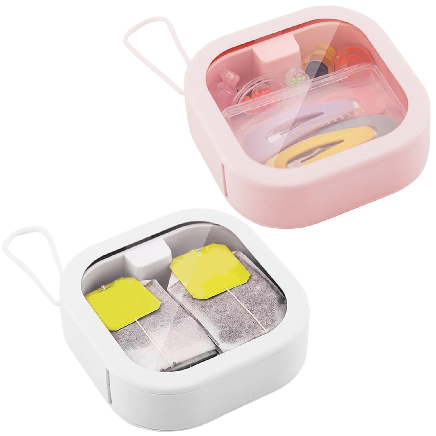 2PCS Small Portable Travel Storage Box for Cotton Swabs,Dental Floss,Jewelry,Hair Clips Hair Ties... | Amazon (US)