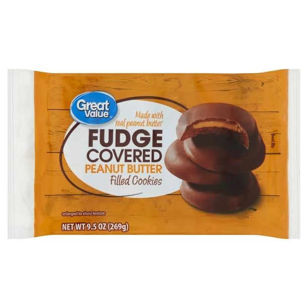 Great Value Fudge-Covered Peanut Butter-Filled Cookies, 9.5 oz - Walmart.com | Walmart (US)